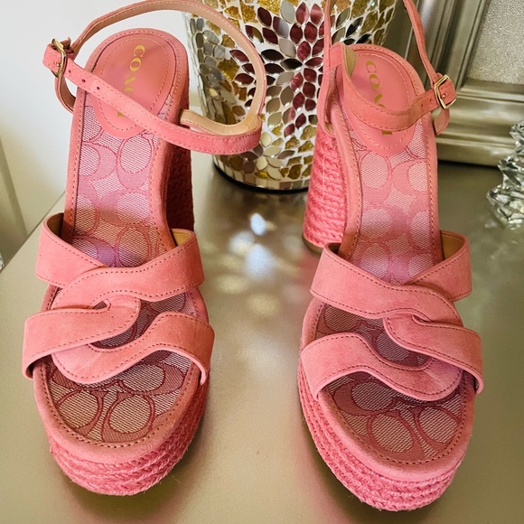 Coach Pink Espadrille Sandals - Picture 1 of 11